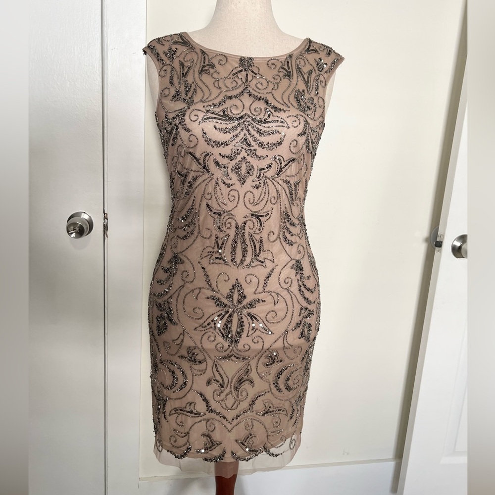 Adrianna Papell Hand Beaded Dress Size 8